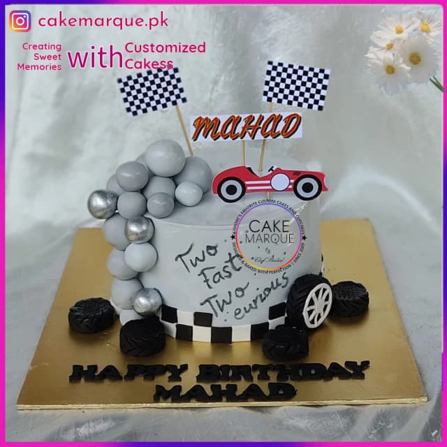 Two Fast Two Curious Racing Birthday Cake for Boys