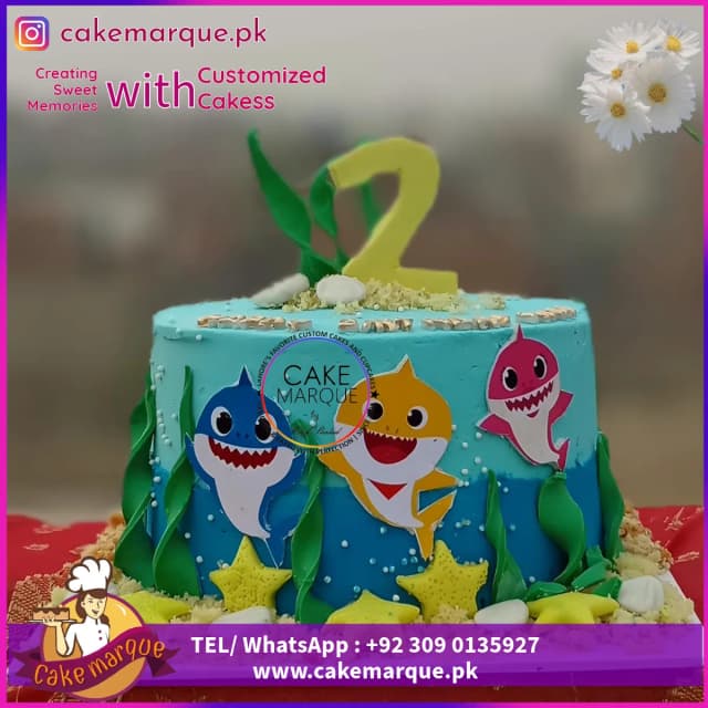 Underwater Baby Shark 2nd Birthday Cake