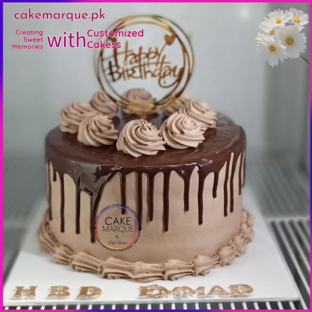 Deluxe Chocolate Drip Birthday Cake with Custom Name