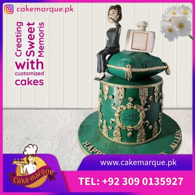 Emerald Gold Fashion Icon Birthday Cake