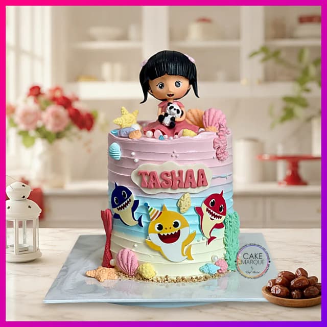 Personalized Baby Shark & Little Princess Birthday Cake
