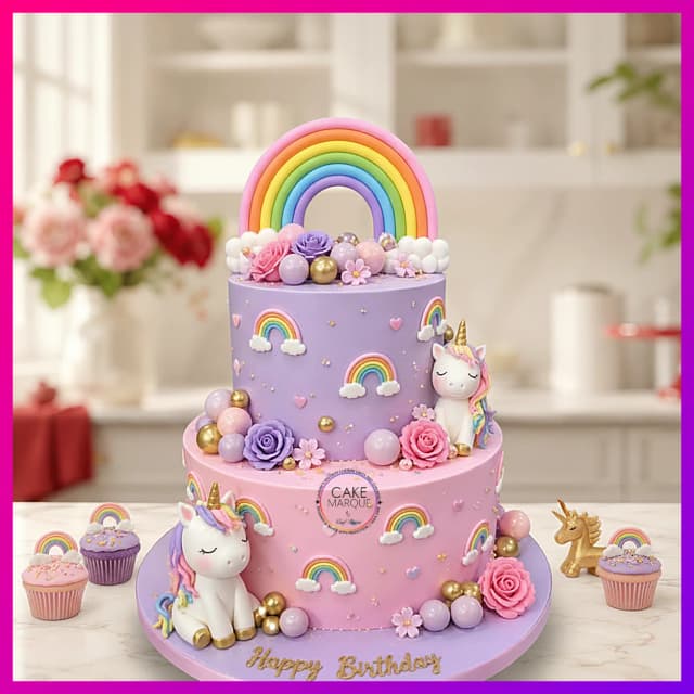 Enchanted Unicorn Rainbow Birthday Cake