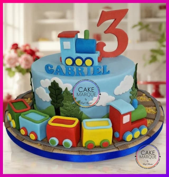 Train theme birthday cake