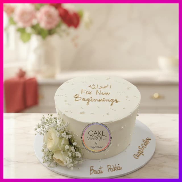 Elegant Baat Pakki 'For New Beginnings' Custom Cake