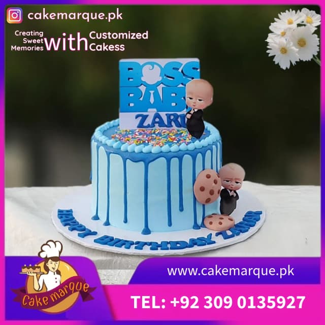 Boss Baby Blue Drip Birthday Cake