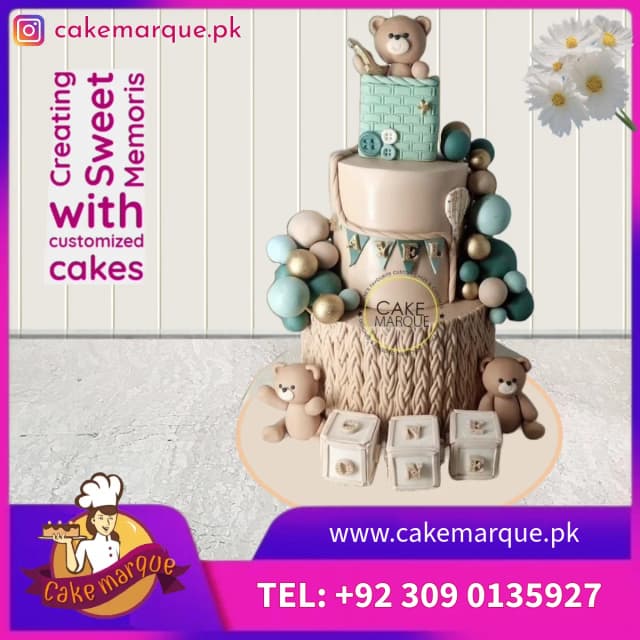 Teddy Bear Cable Knit Three-Tier Cake