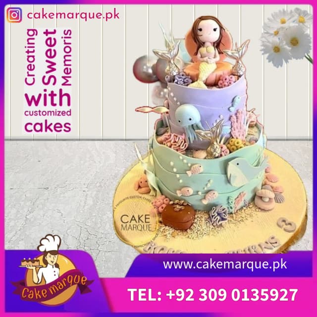 Mermaid Under the Sea Birthday Cake